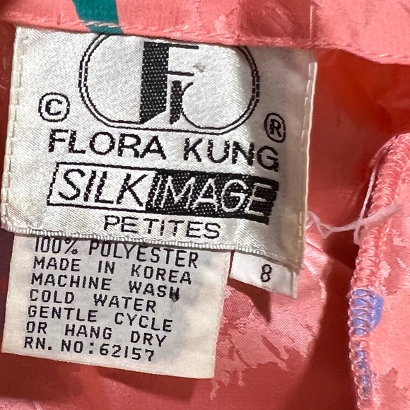 Vintage Flora Kung silk dress size 8🌷 - Picture 7 of 11